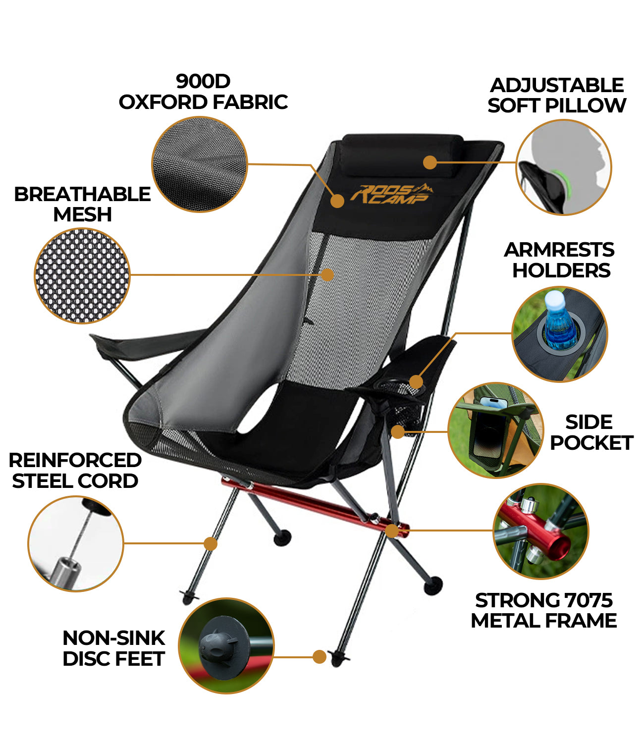 RoosCamp Portable High-Back Armchair for Outdoors RoosCamp Gear