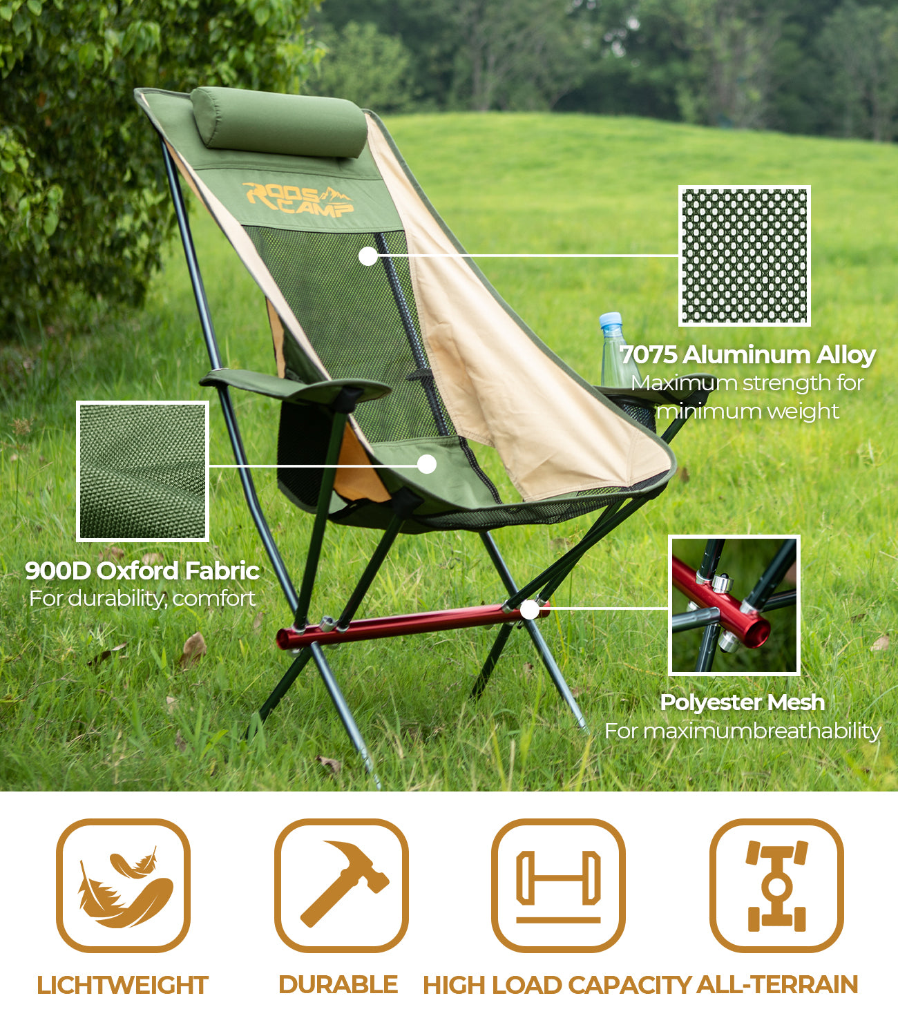RoosCamp Portable High-Back Armchair for Outdoors RoosCamp Gear