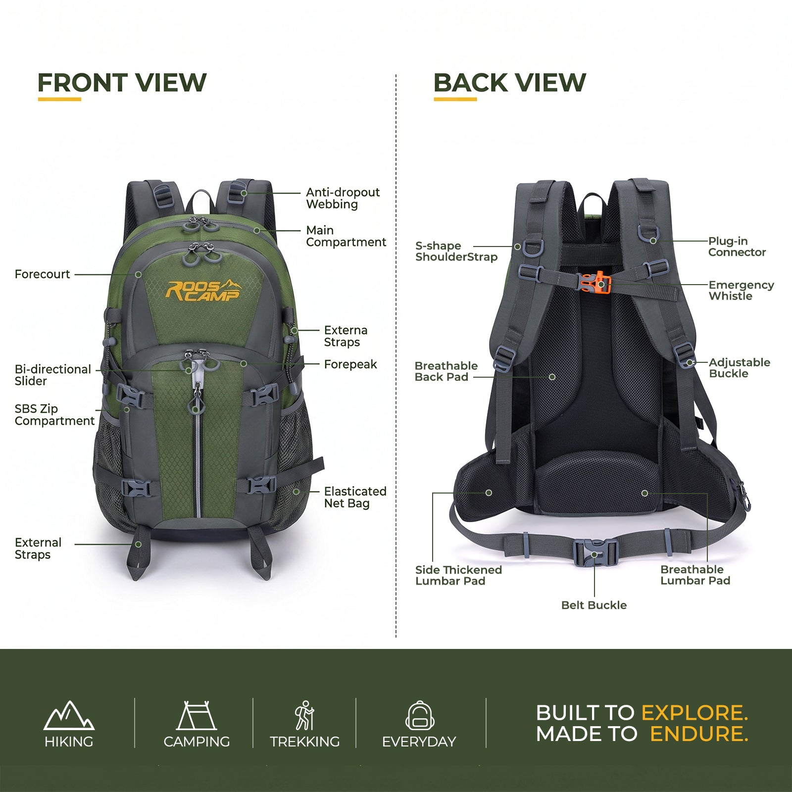 Roos Camp Outdoor Backpack RoosCamp Gear
