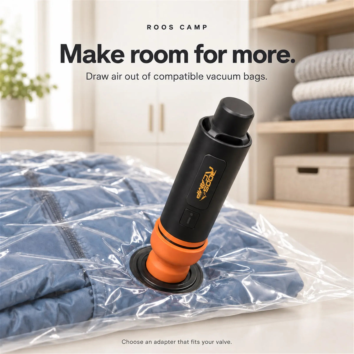 ROOS CAMP Aero Pump Pro deflating and compressing vacuum storage bags for travel